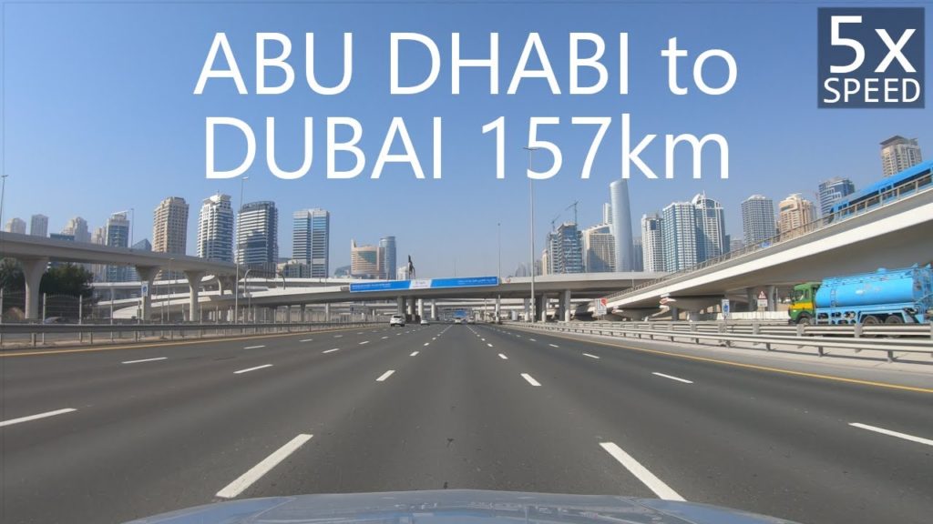 4K Driving from Abu Dhabi to Dubai thru E11 Sheikh Zayed Rd 157km[UAE Drive#3-1]