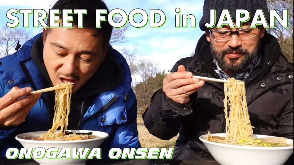 Street Food & Ramen Delivery at a Park | Onogawa Onsen in Yonezawa Japan