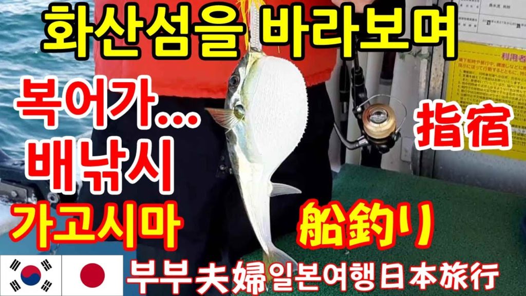 일본 바다낚시 체험 l 한일부부의 일본 여행 큐슈 가고시마 소도시 이부스키ep.7 l 배를 타고 드라이브 l 복어가 풍어 l 배낚시 초보