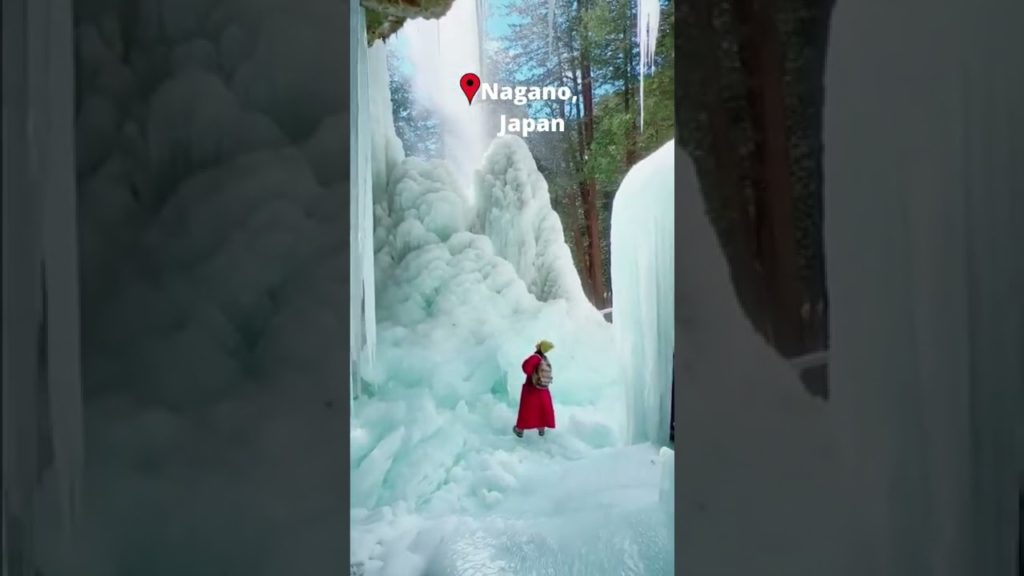 Breathtaking Icy Waterfall in Nagano, Japan #shorts #travel
