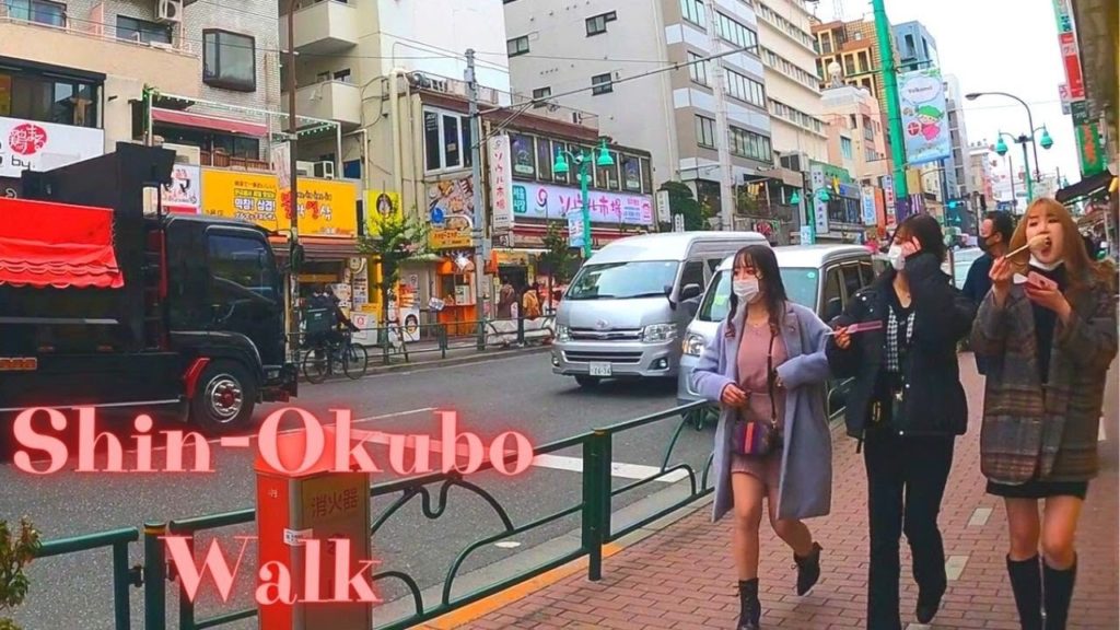 Very cold day. Shin-Okubo Tokyo walking tour.【4K】2.2022