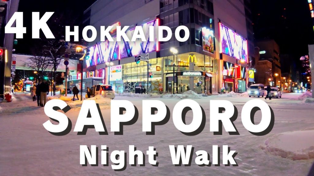 【4K Walking】HOKKAIDO Winter Sapporo Night Walk