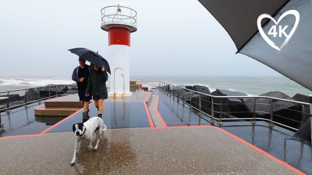 Rainy Day Walk To Lighthouse In 4K - The Spit, Gold Coast, Australia - Virtual Treadmill