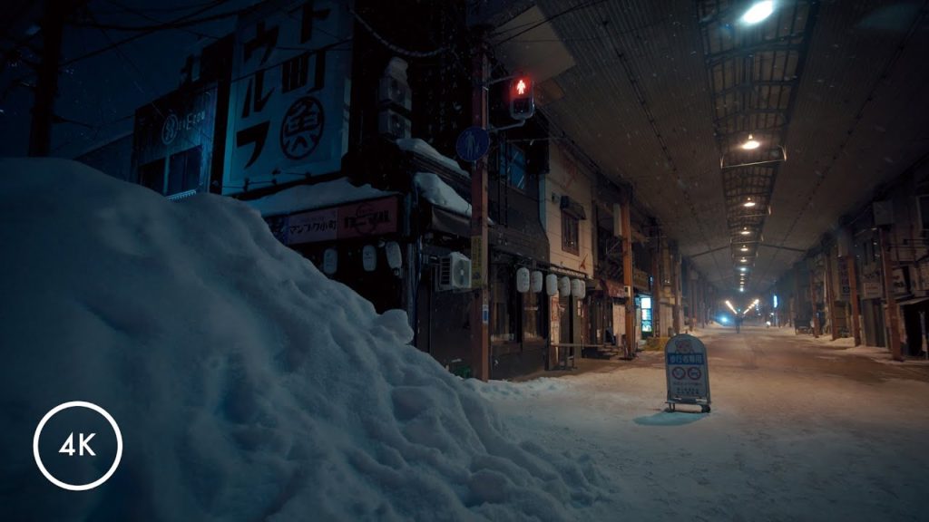Exploring Sapporo Tanukikoji7,8,9 in the Snow at Night | 4K ASMR