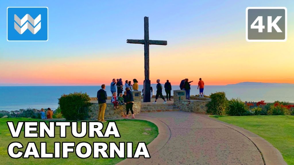 [4K] Ventura, California - Serra Cross Park - Sunset Walking Tour & Travel Guide 🎧 Binaural Sound