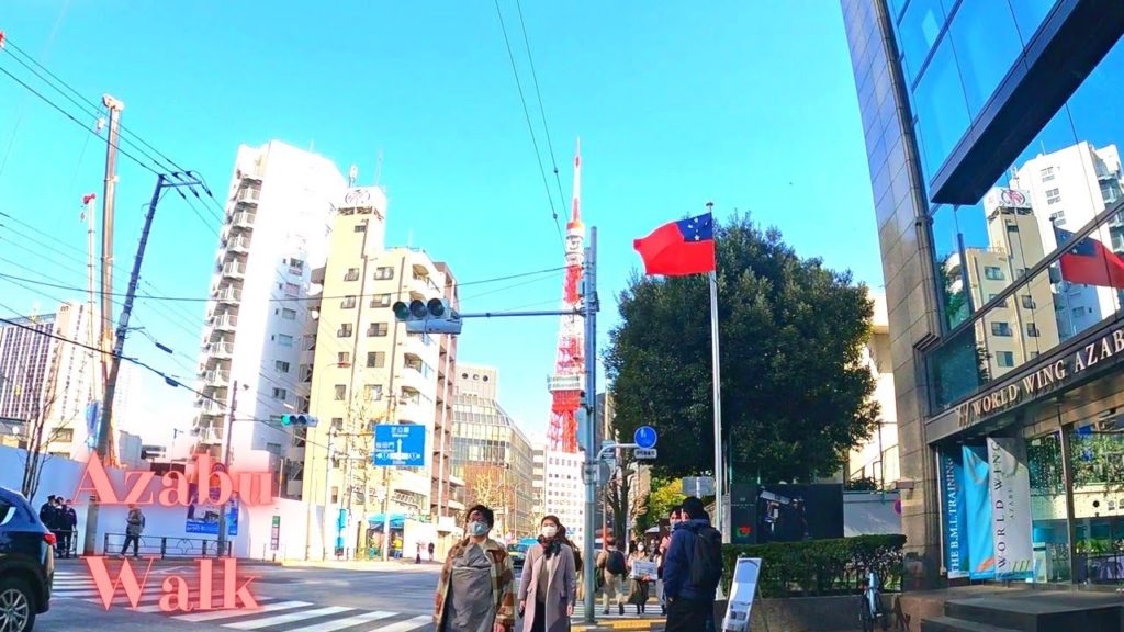 From Russian Embassy to Ukrainian Embassy. Tokyo in Japan walking tour. 【4K】2.2022