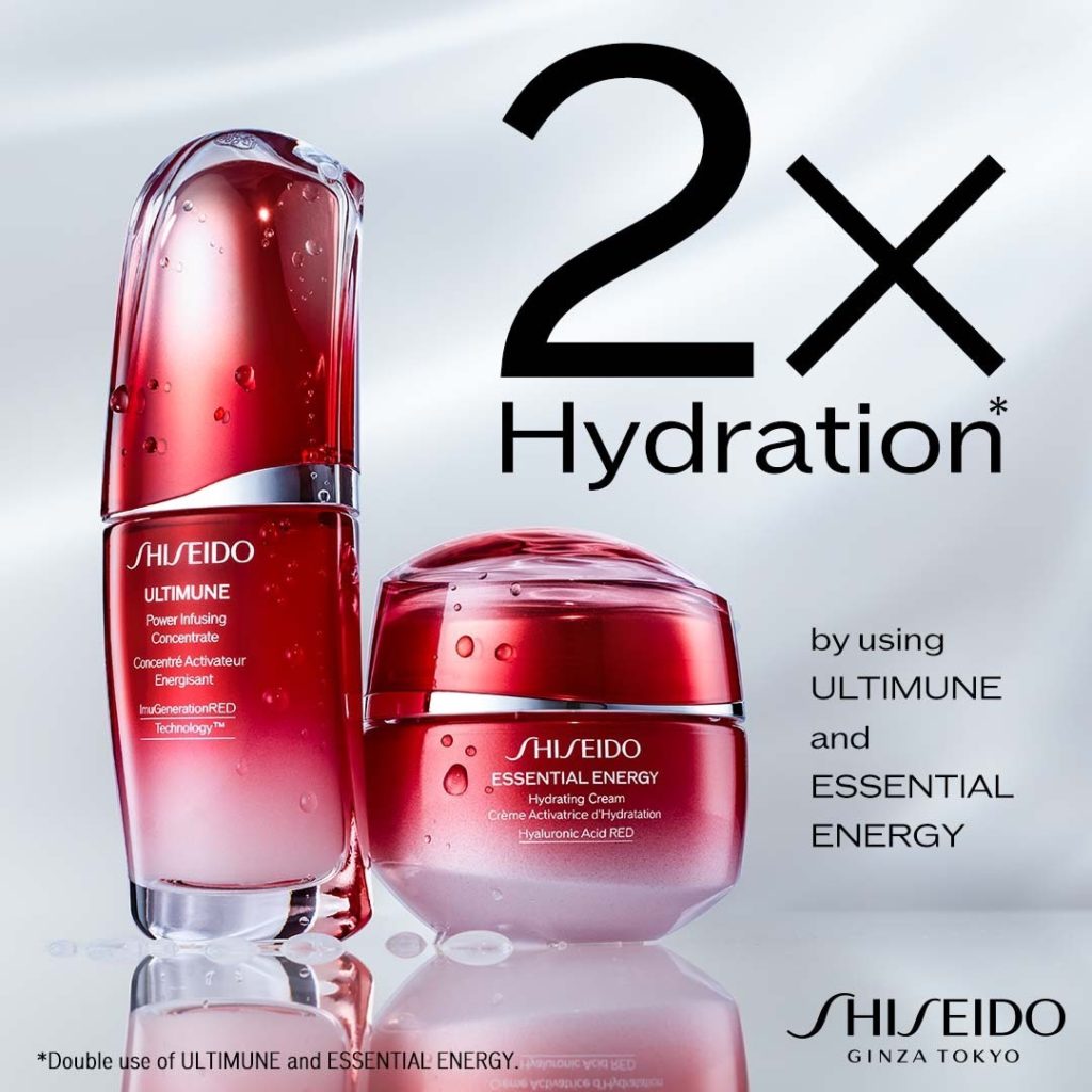 SHISEIDO: Twice the hydration*, twice the luxury. Experience ULTIMUNE and ESSENTIAL ENERGY… Twice the hydration*, twice the luxury. Experience ULTIMUNE and ESSENTIAL ENERGY...