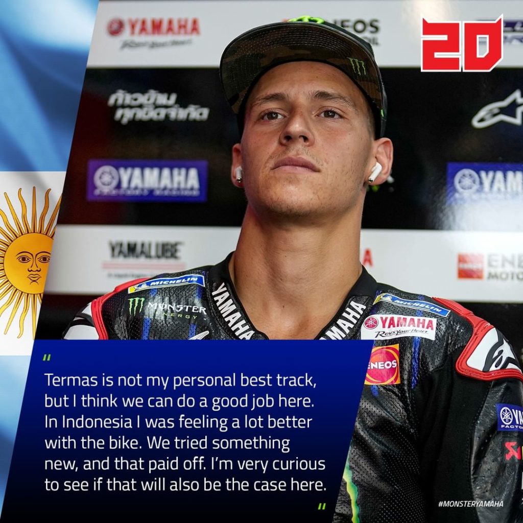 @fabioquartararo20 will be looking to keep the positive momentum from Indonesia ...
