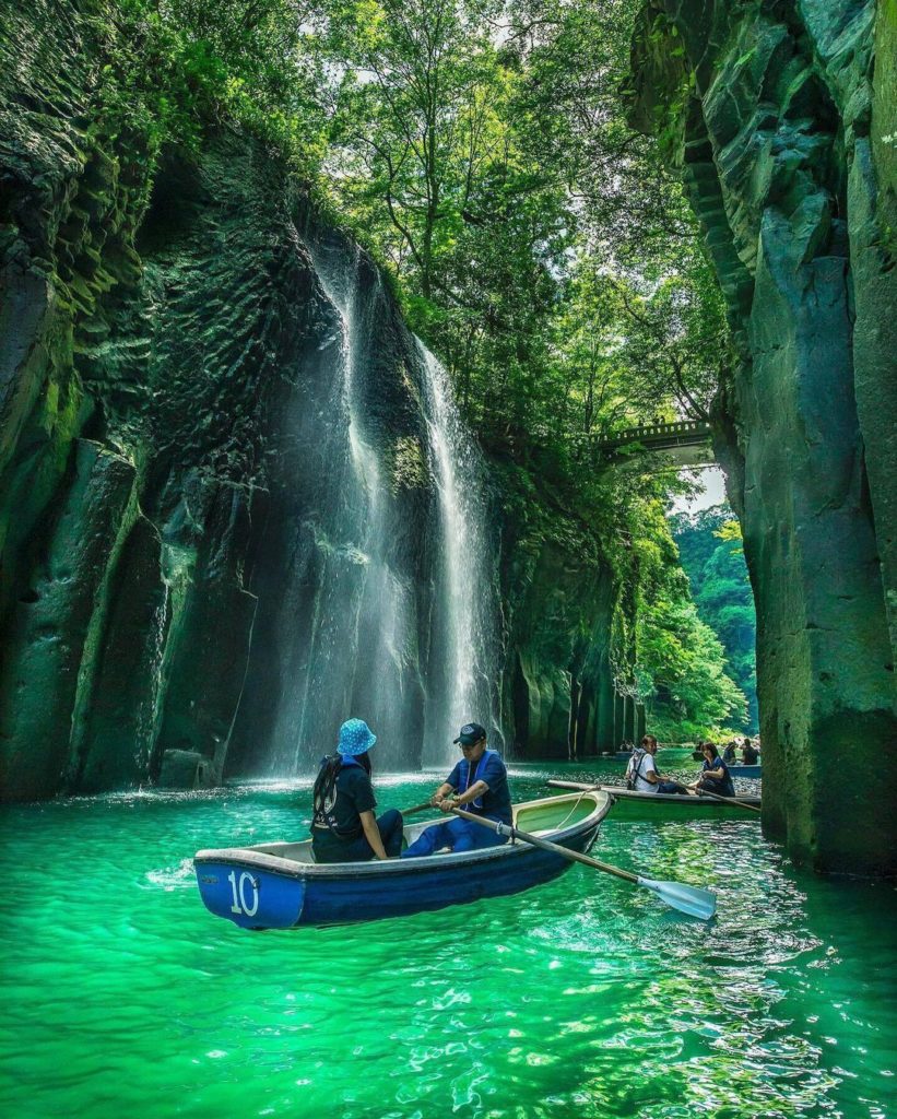 The spectacular beauty of Takachiho Gorge is best seen from a boat!  In summer, ...