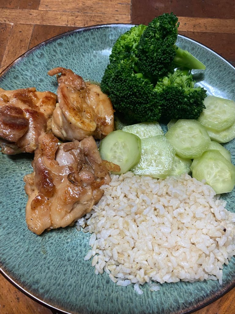 Homemade butter shoyu chicken w brown rice