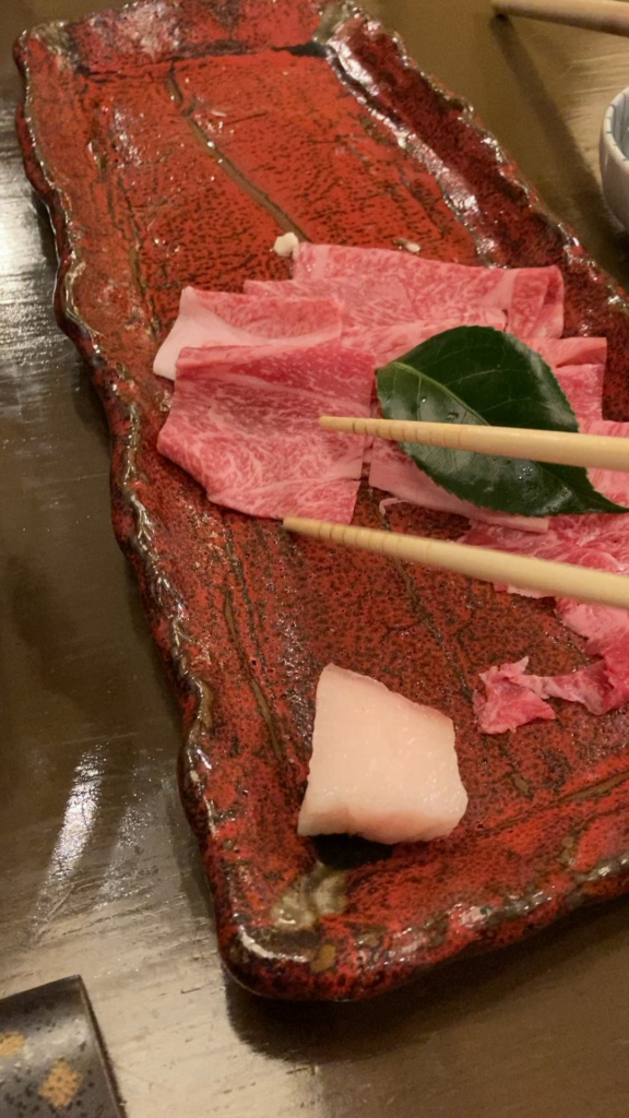 A5 wagyu sukiyaki near Mt Fuji