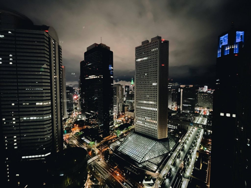 Nishi-Shinjuku on a rainy night