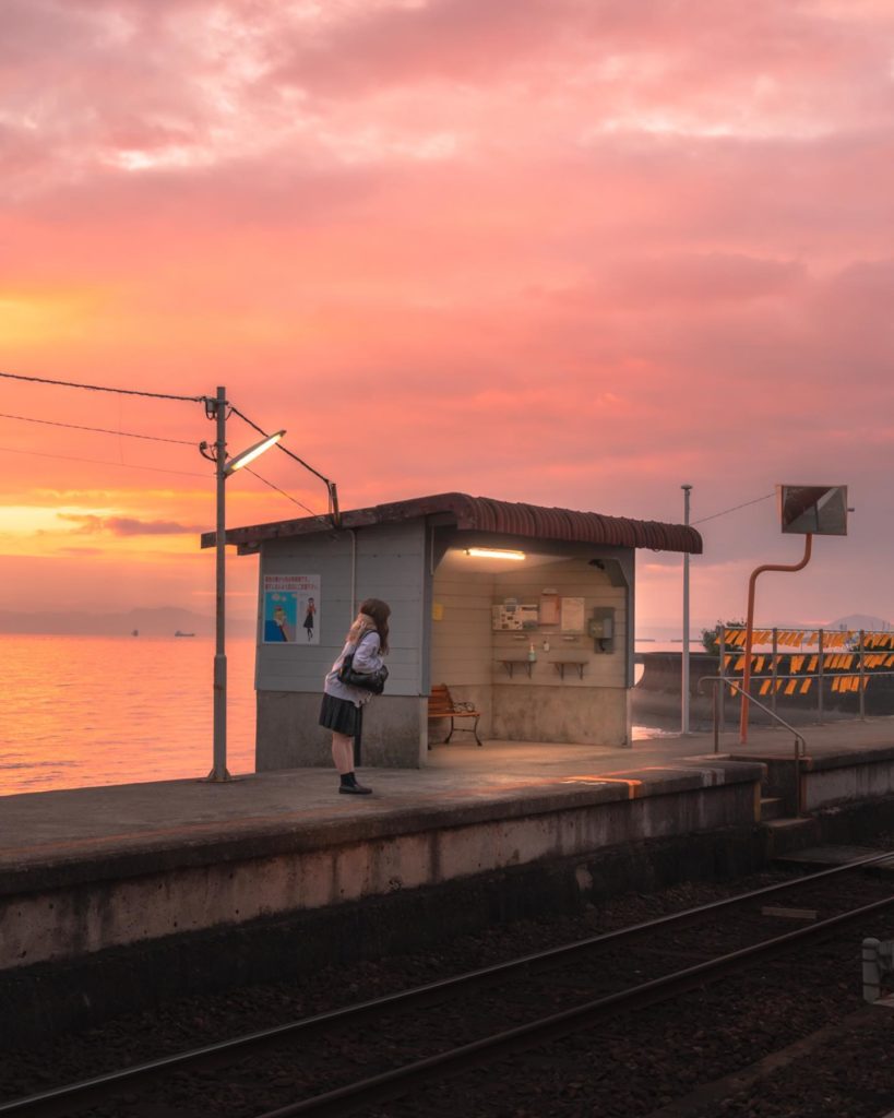 Sunrise and station building