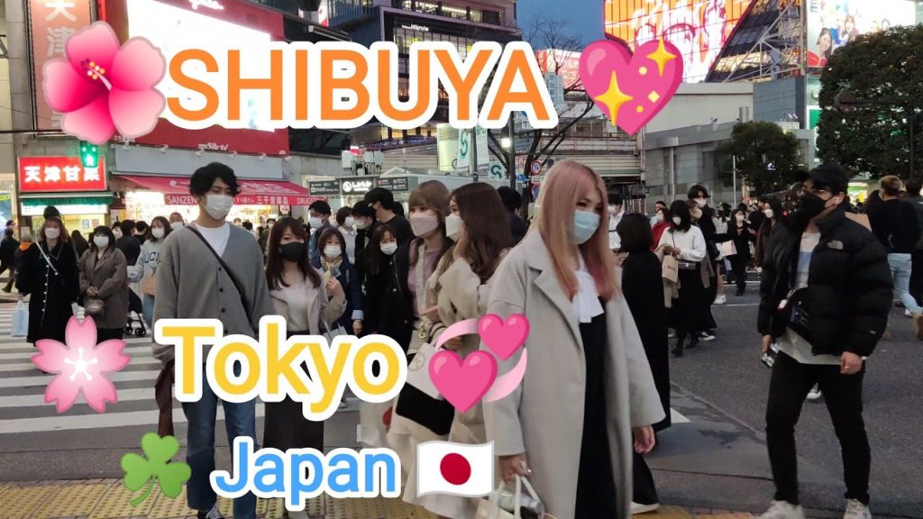 [4K] # 💖 Shibuya walking tour in the evening. Tokyo.  ☘️ Japan 🇯🇵.  March 2022.