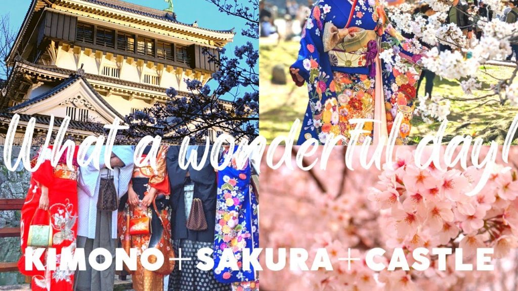 Wearing Kimono enjoying Cherry Blossom in Japan | Kimono, Kokura Castle, Sakura