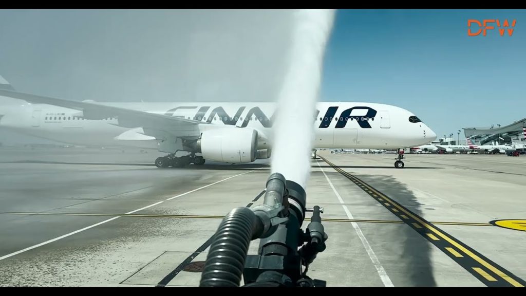 Finnair Receives 'Shower of Affection' After First Landing at DFW