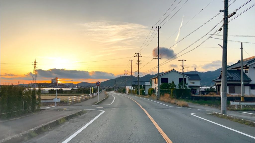 Sunset Drive from Toyokawa City to Gamagori City Aichi Japan | 4K HDR
