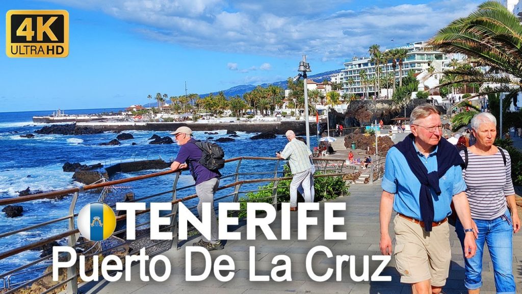 4K Walking Tour of Puerto de la Cruz, Tenerife - Promenade Walk in March 2022