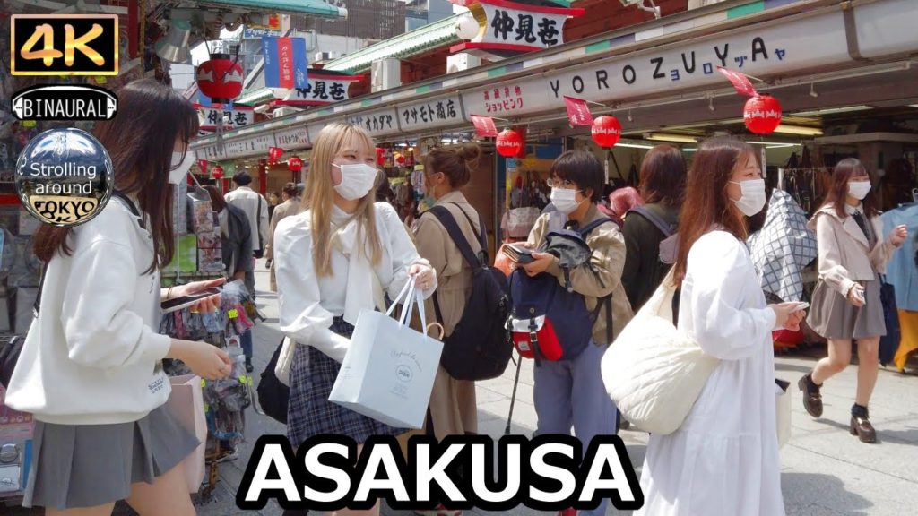 ASAKUSA crowded with rental kimono tourists - 4K Tokyo Japan