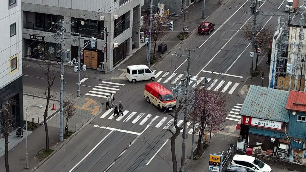 🌸April 23, 2022 | Sapporo, Japan 🍜 Live Camera Archive Tanukikoji 8-chome