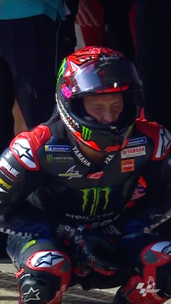 That’s left a mark on the Crown Jewels!  @fabioquartararo20 took a nasty blow th...