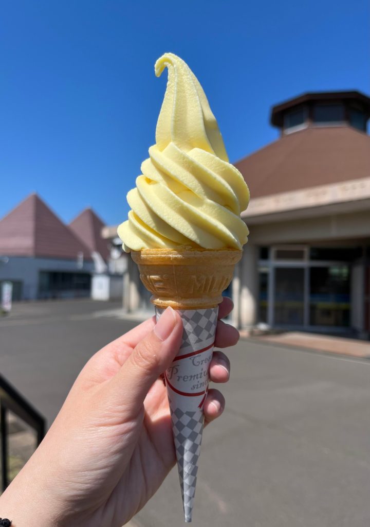 Perfectly swirled mikan soft cream