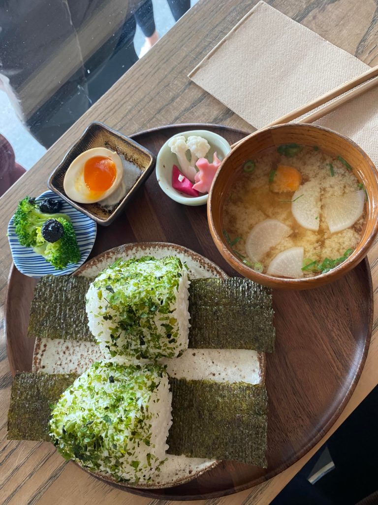 Onigiri Set. Complemented by a perfect iced matcha latte, one of the best meals I’ve ever had.
