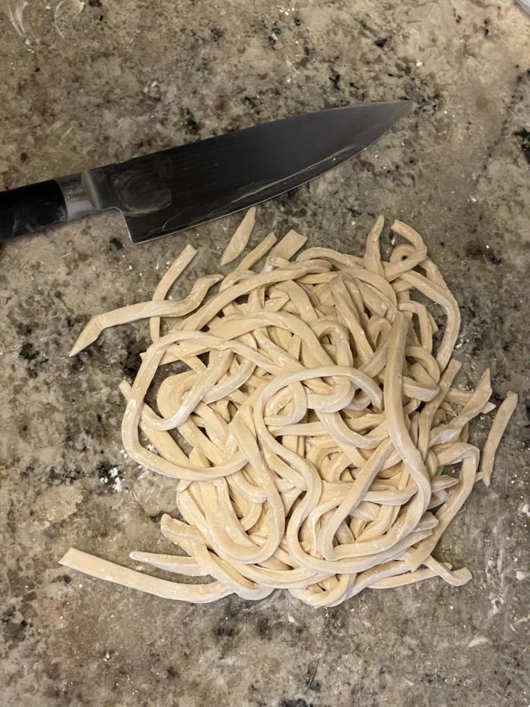Homemade udon noodles! The perfect PT exercise for my arthritic feet!