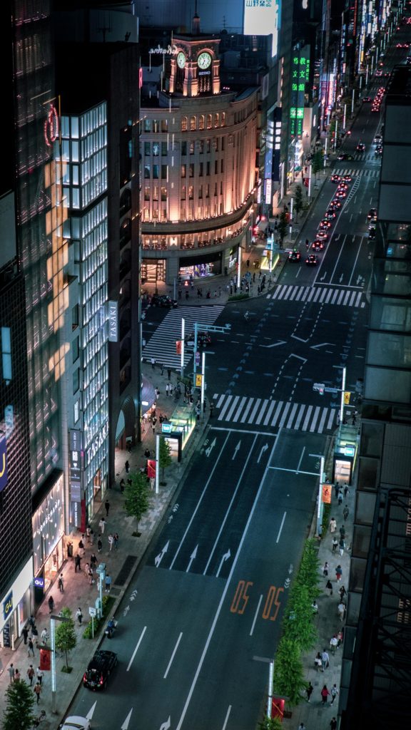 The surprisingly quiet streets of Ginza. If you like fancy cocktails, Gina can be a good place to hang out. I found a fantastic vinyl bar that only spins showa era hits. After the bar I went to the roof of the building next door. This was the view. Nothing beats an evening exploring Tokyo