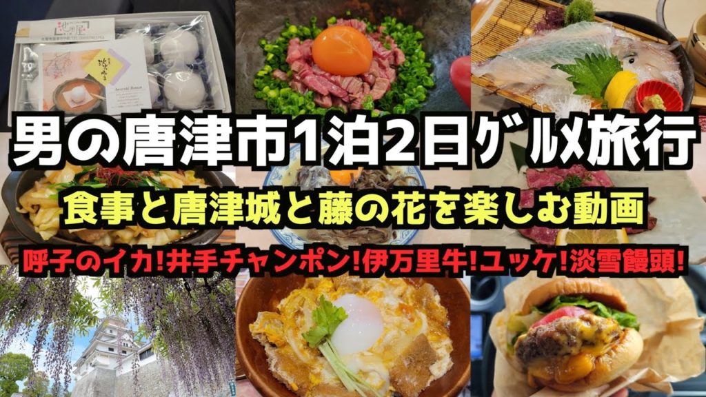 【佐賀グルメ旅行】男の唐津市1泊2日グルメ旅行4K　#呼子 #伊万里牛  #唐津城 #藤の花