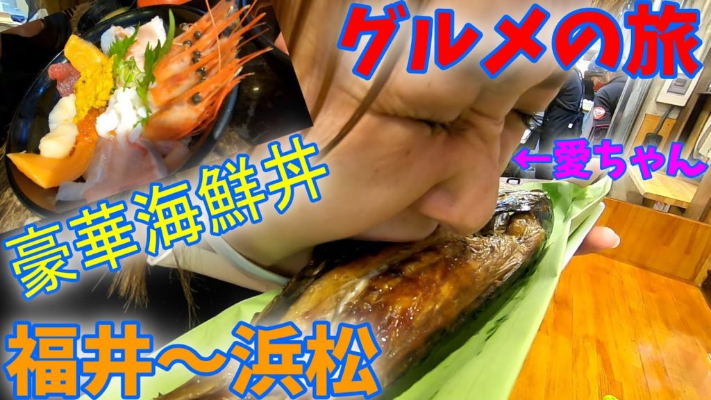 【グルメの旅】福井～浜松、豪華海鮮丼、越前ガニ、ウナギ、食べまくりの旅　愛ちゃんとY's社長　[Gourmet trip] Fukui-Hamamatsu, gorgeous seafood bowl
