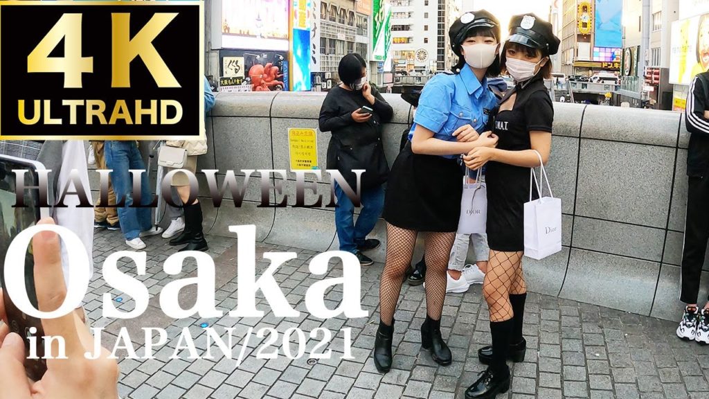 【4K 2021】Cute girl Halloween.Osaka in Japan