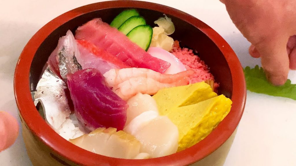 Scattered Seafood Sushi - Japanese Street Food Making Chirashi Sushi