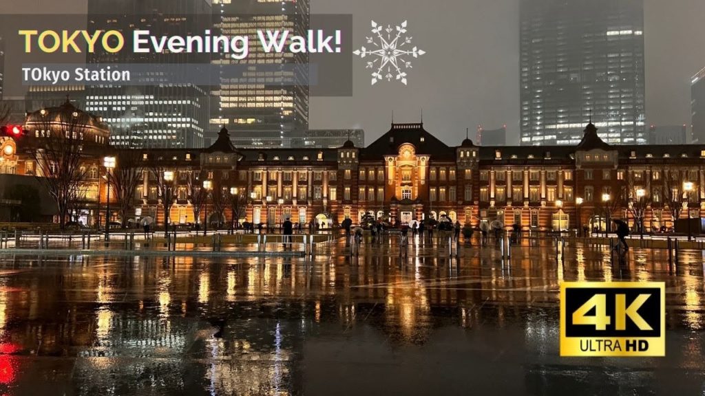 【4K/60fps】Tokyo Walk Tour around Tokyo Station Snow Falling Feb, 2022!