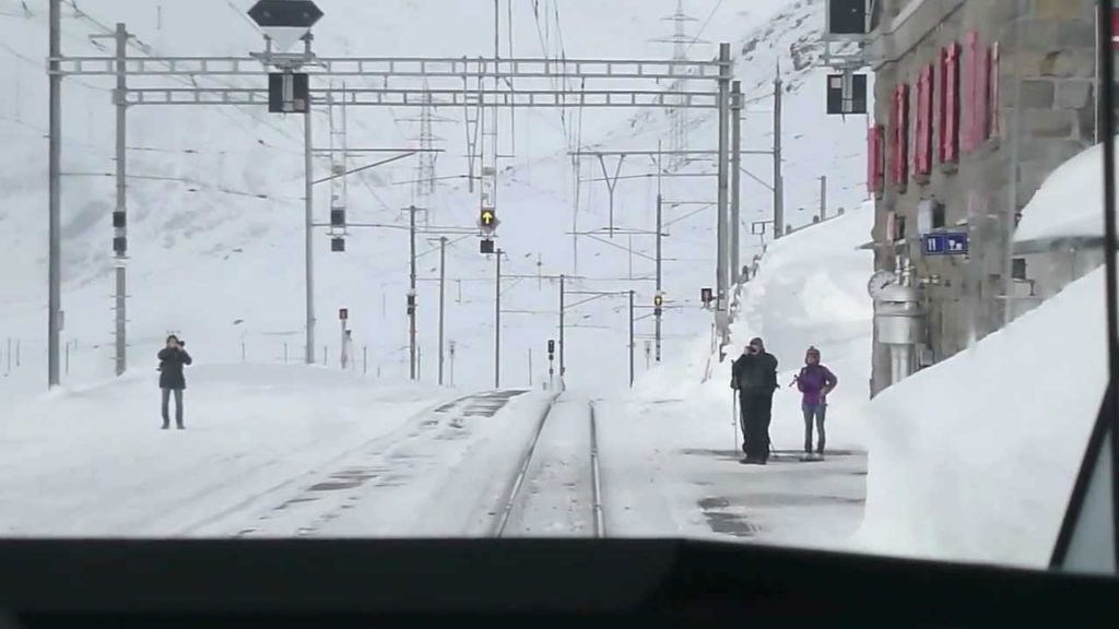 Swiss Trains: Bernina Pass, Alp Grüm-Ospizio cab view