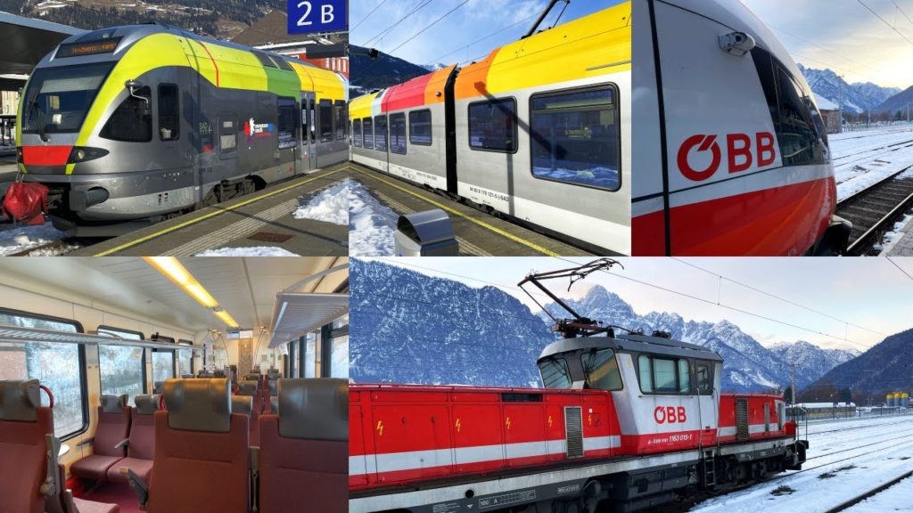 Winter Railway Journey to Austrian Alps - part3: Dolomites Train Lienz - Franzensfeste / Fortezza