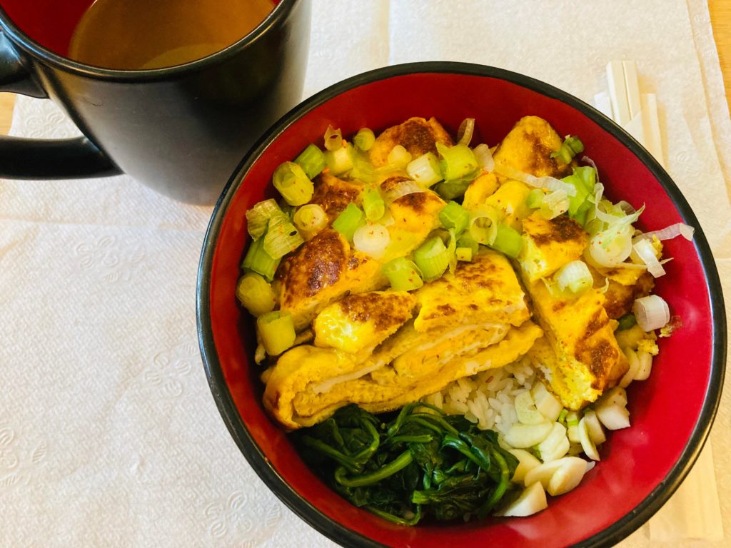 Tamagoyaki over rice for breakfast