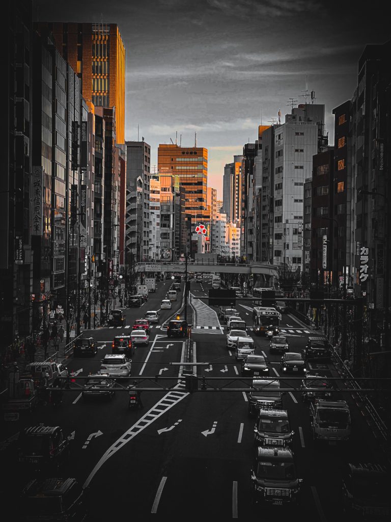 Sunset in Shibuya - looking southeast towards Ebisu