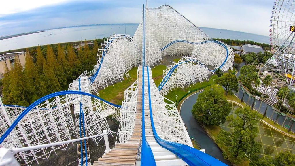 Hakugei Roller Coaster BACKWARDS! 4K POV Onride Nagashima Spaland Japan