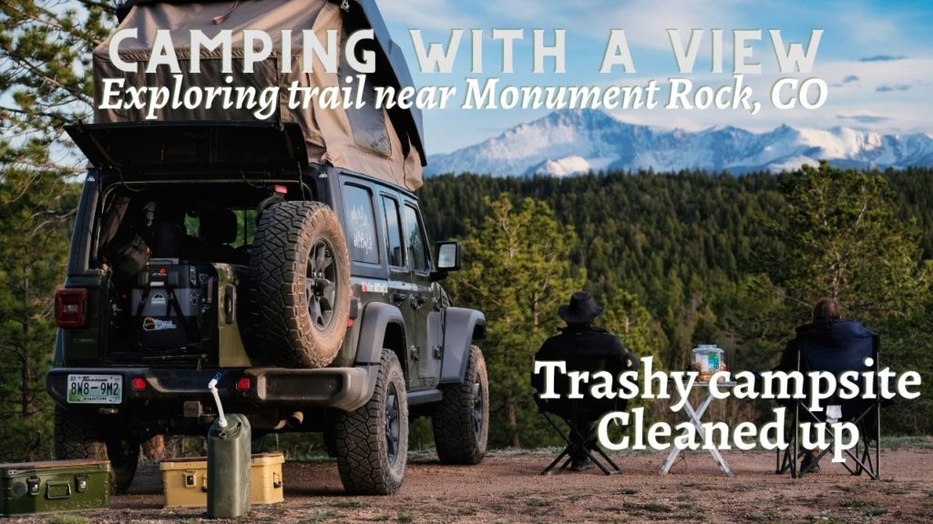 Camping with Hatchet Overland up mountain from Monument Rock with Pikes Peak as our backdrop.