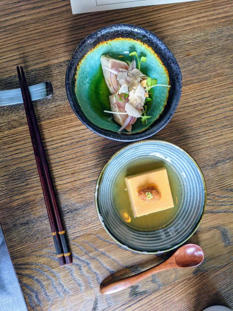 Chawanmushi and grilled bass