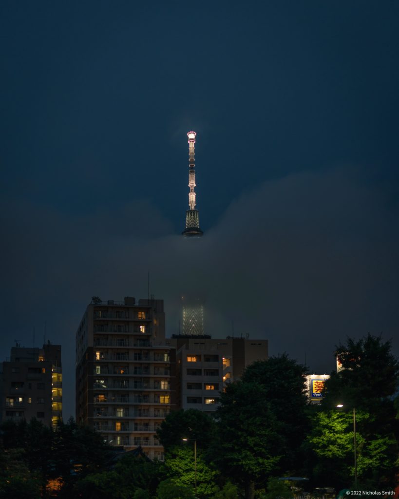 Tokyo Skytree in a blanket of clouds