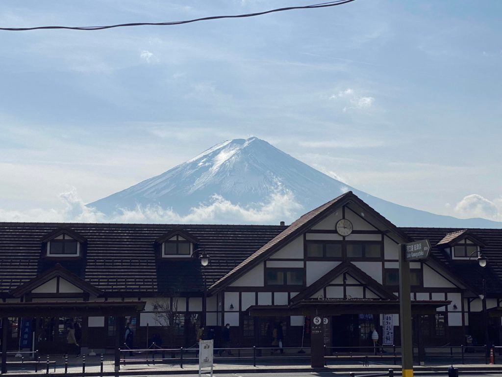 Mt. Fuji overlooking Kawaguchiko Station