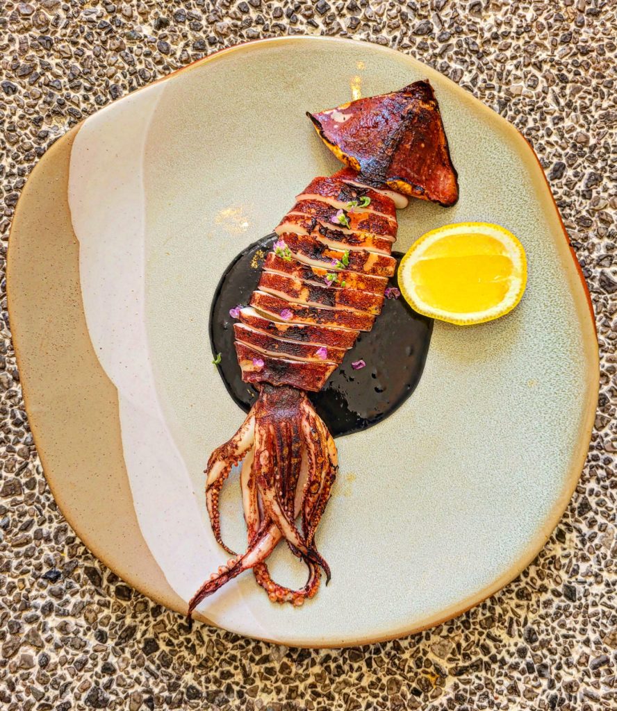 Today I grilled Surume Ika over binchotan charcoal with a sauce from its ink.