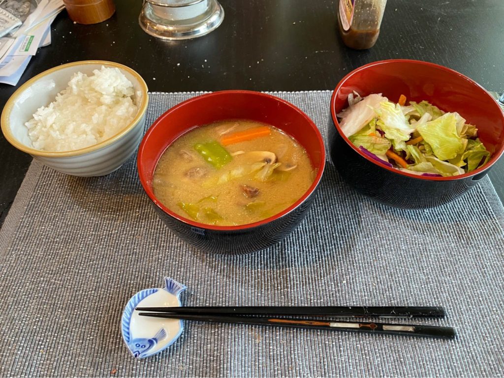 Pork Miso Soup for our anniversary dinner.