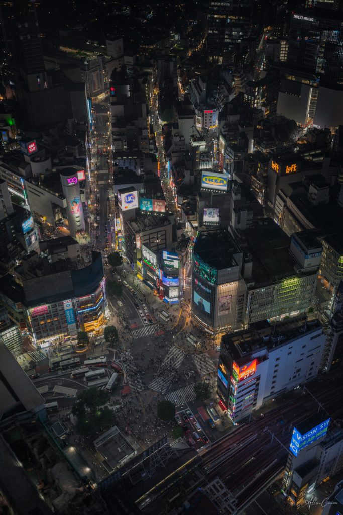 Shibuya Crossing as seen from Shibuya Sky