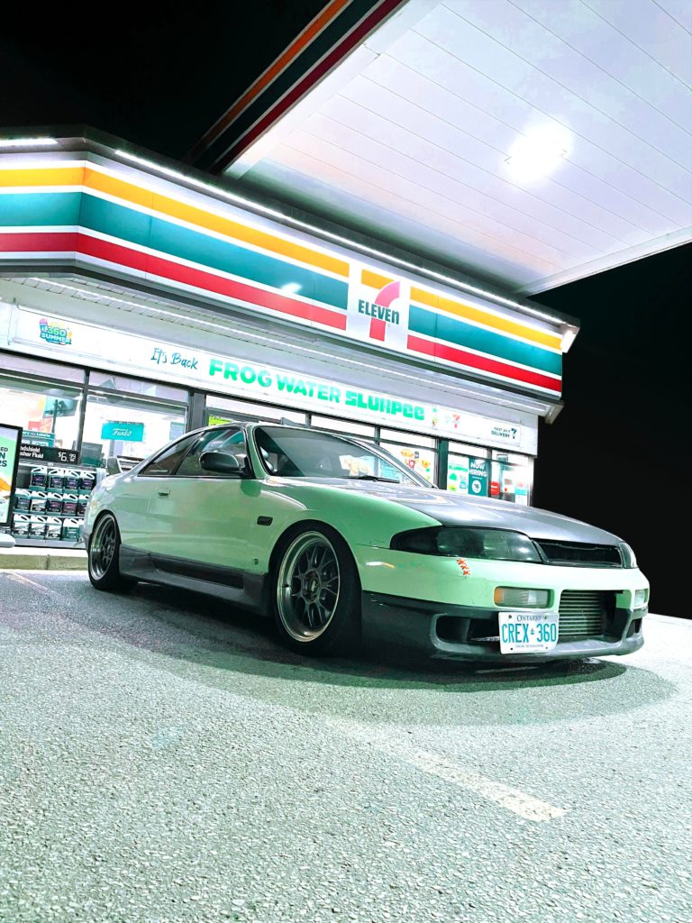 My Pistachio green 1993 r33 gtst. Obligatory 7eleven jdm pic lol