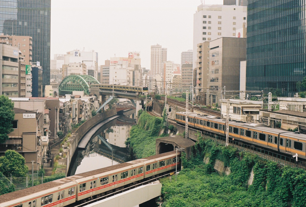 Three trains in Akihabara (OC)