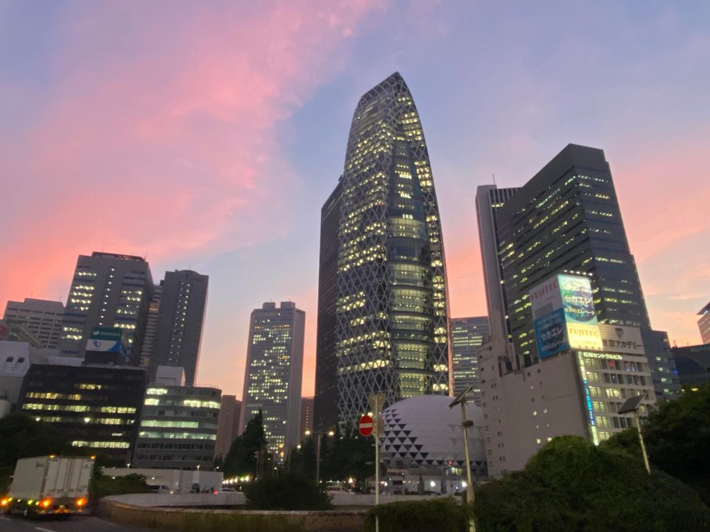 Tonight’s sunset from Shinjuku station