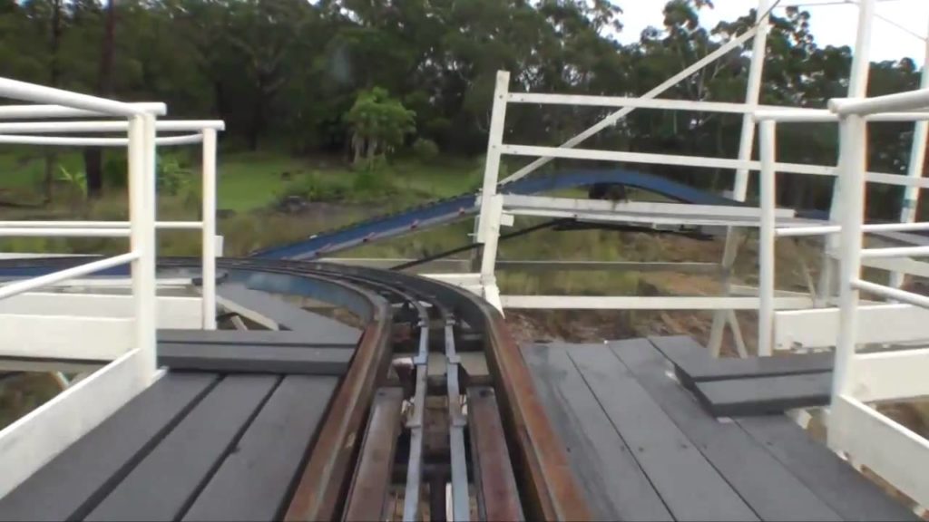 Wild Mouse Wooden Roller Coaster Front Seat POV Aussie World Australia